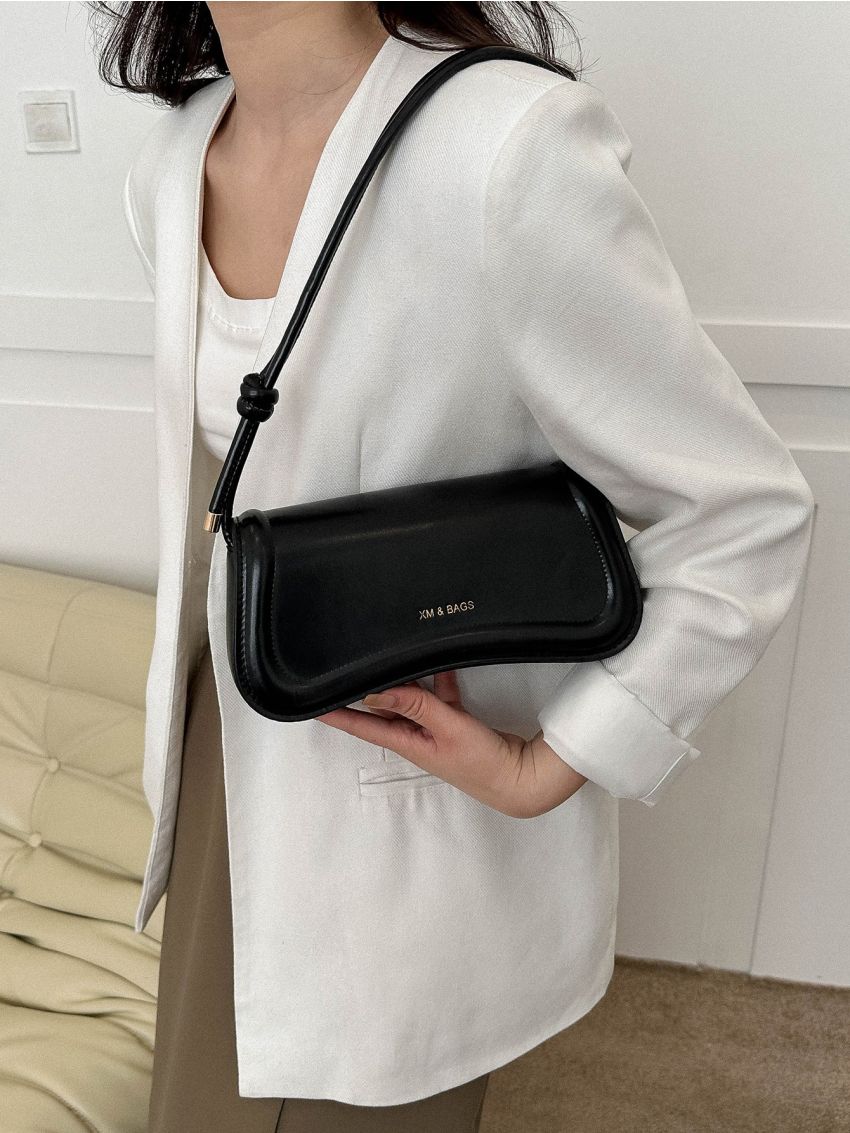 Small Square Bag Black Double Knot Strap Quilted Fashionable For Daily Work Outdoor