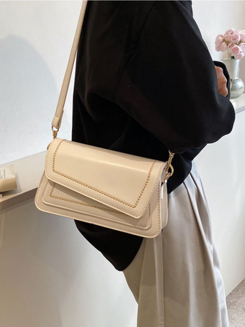 Small Flap Square Bag Embroidered Detail