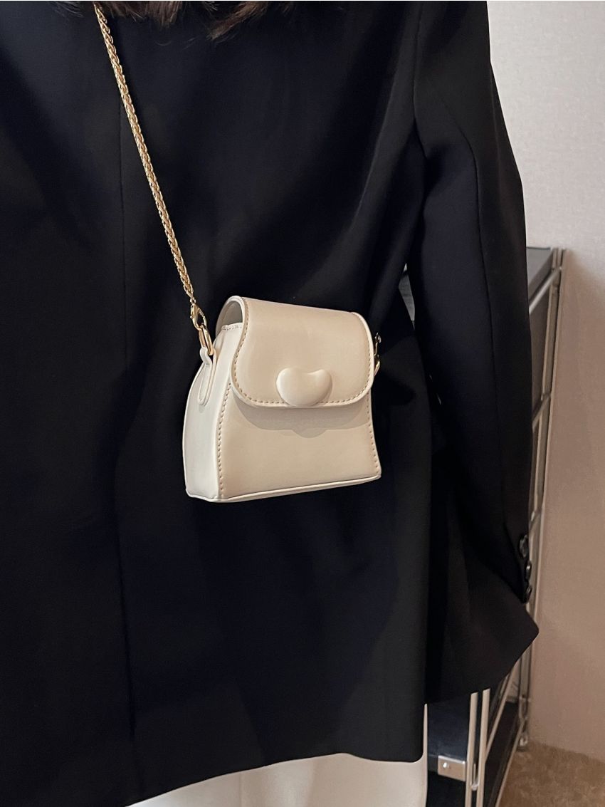 Mini Flap Novelty Bag Heart Decor Minimalist
