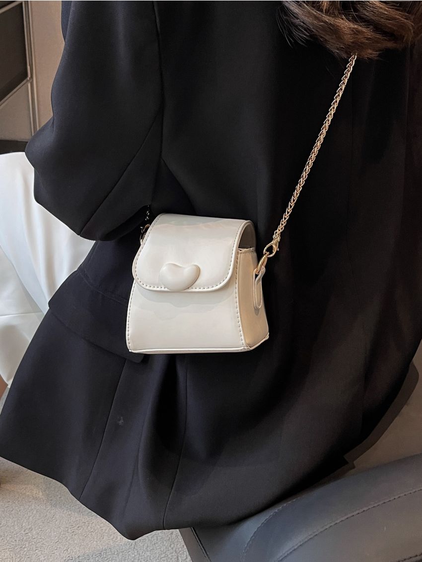 Mini Flap Novelty Bag Heart Decor Minimalist