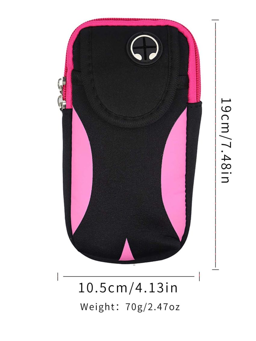 1pc Color Block Earphone Hole Detail Arm Running Bag
