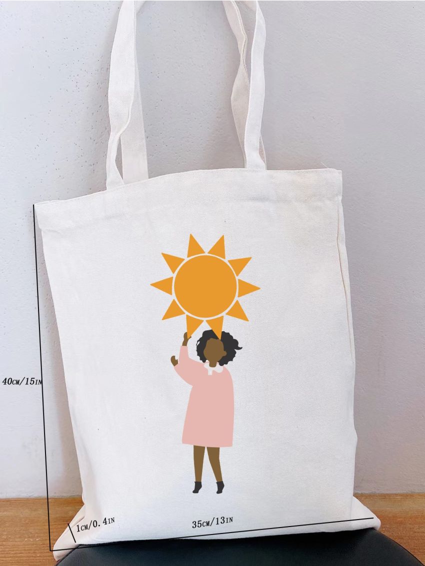 Graphic Pattern Shopper Bag Preppy