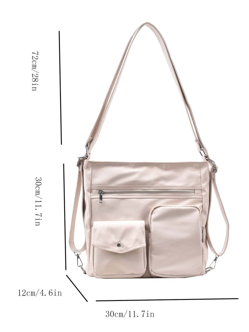 Small Square Bag Pocket Front Nylon Casual