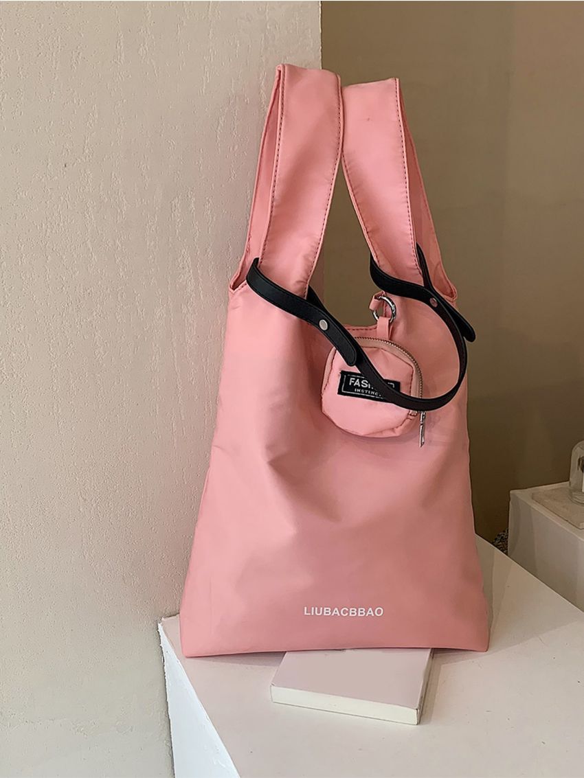 Letter Graphic Shopper Bag With Coin Purse