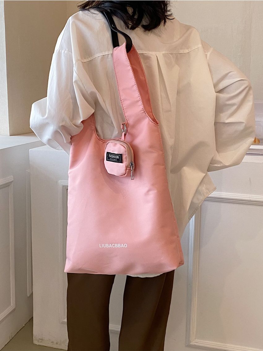 Letter Graphic Shopper Bag With Coin Purse