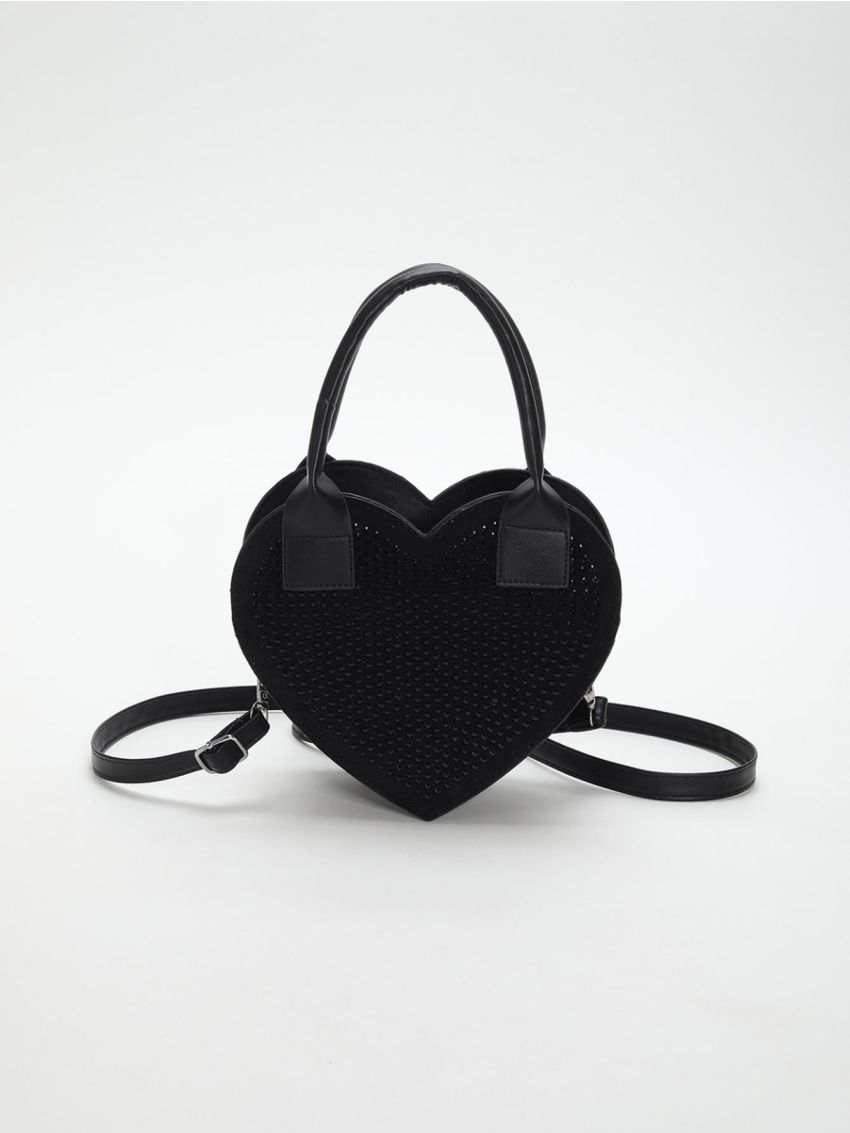 Mini Novelty Bag Heart Design Studded Decor