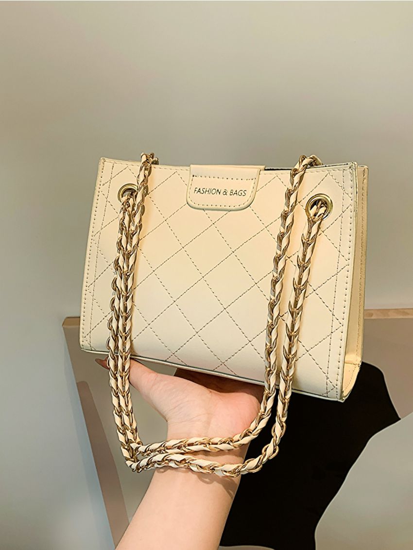 Mini Square Bag Letter Graphic Stitch Detail