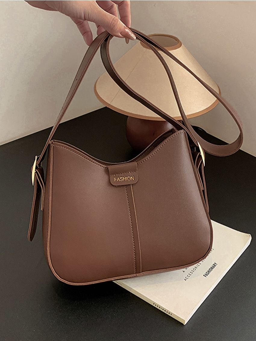 Small Hobo Bag Letter Graphic PU