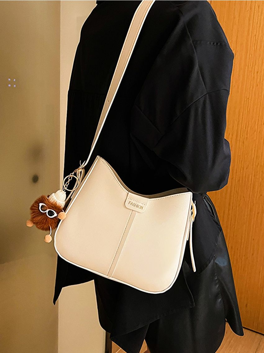 Small Hobo Bag Letter Graphic PU