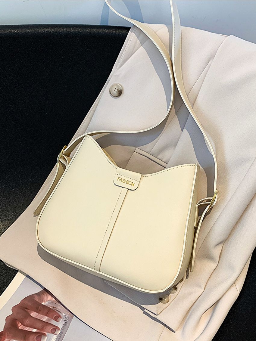 Small Hobo Bag Letter Graphic PU