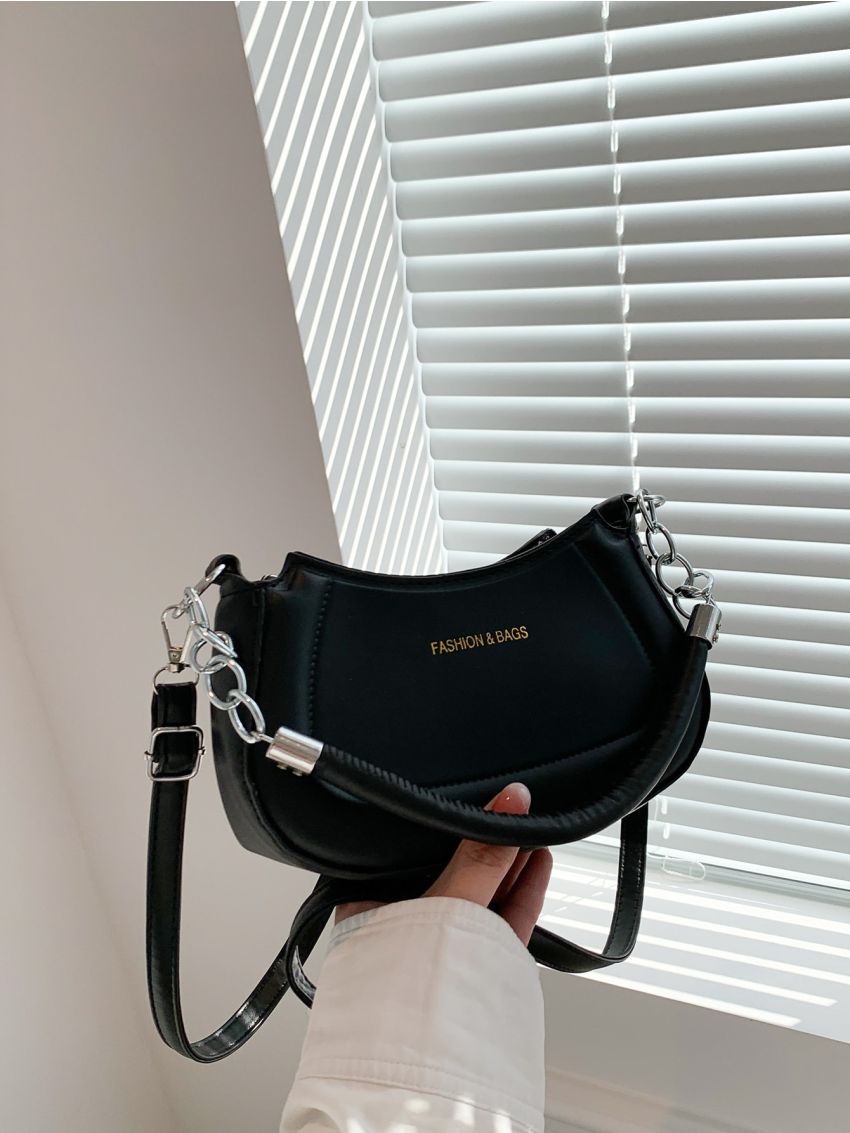 Mini Hobo Bag Letter Graphic PU