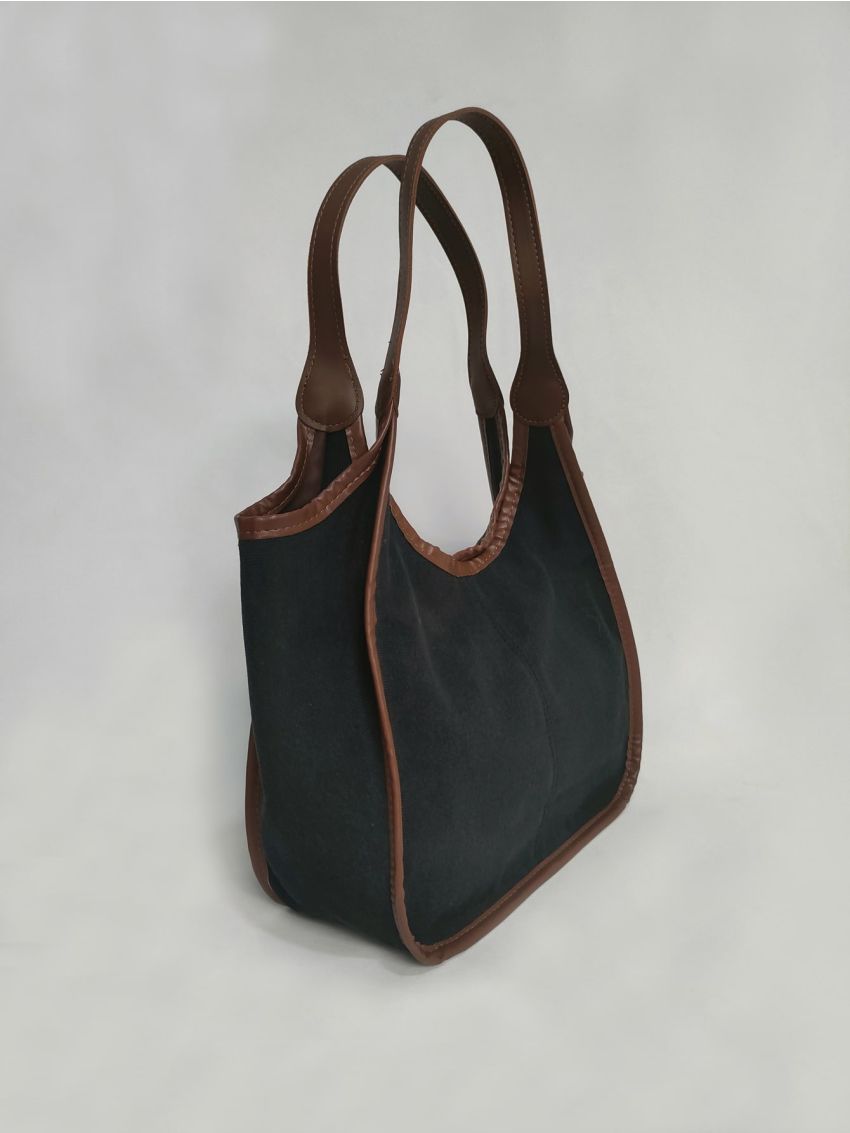 Contrast Binding Hobo Bag Nylon Casual