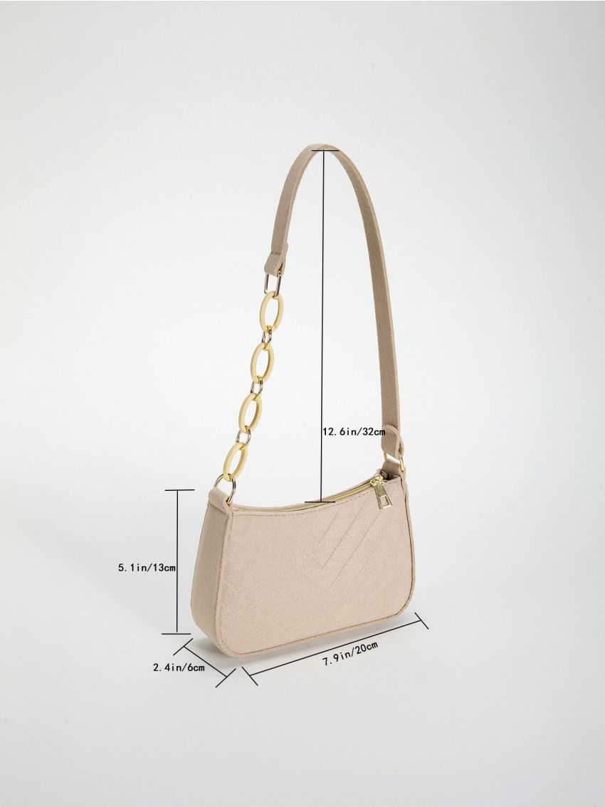 Chevron Hobo Bag Mini Felt Khaki