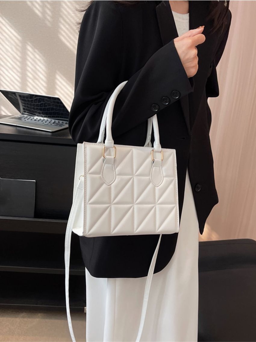 Quilted Square Bag Double Handle Small