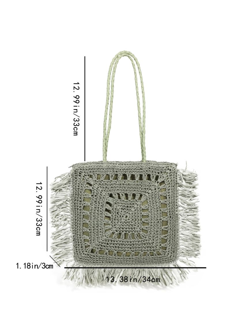 Small Straw Bag Paper Raw Hem Detail