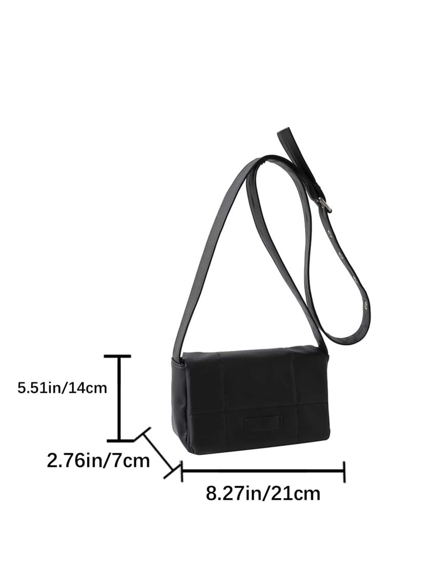 Quilted Square Bag Flap Black Small