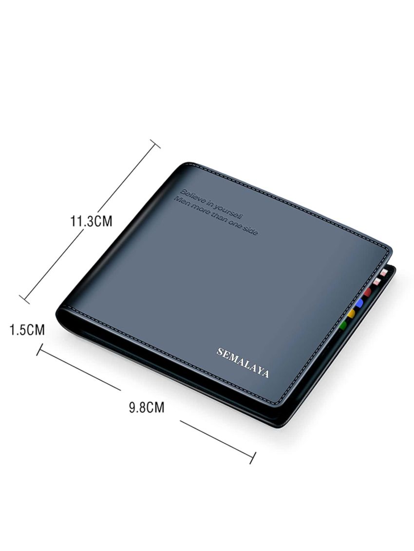 Letter Graphic Genuine Leather Small Wallet Bifold