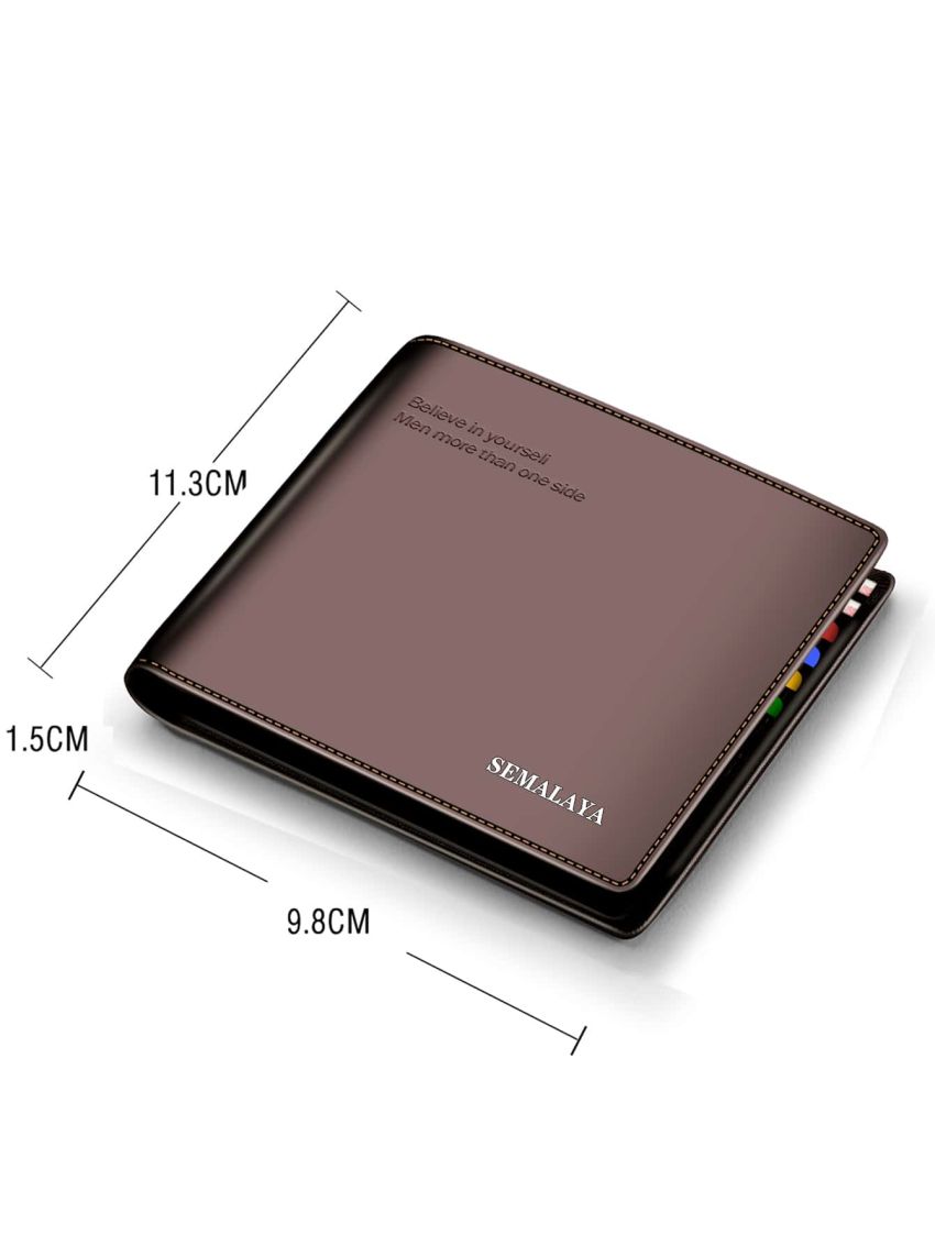 Letter Graphic Genuine Leather Small Wallet Bifold