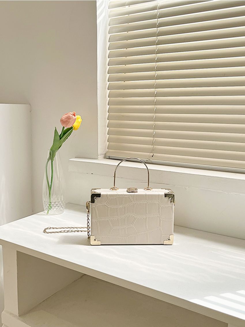 Mini Box Bag Geometric Embossed PU