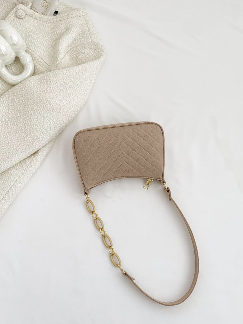 Chevron Hobo Bag Mini Felt Khaki