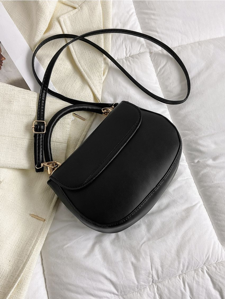 Minimalist Saddle Bag Metal Decor Small Black