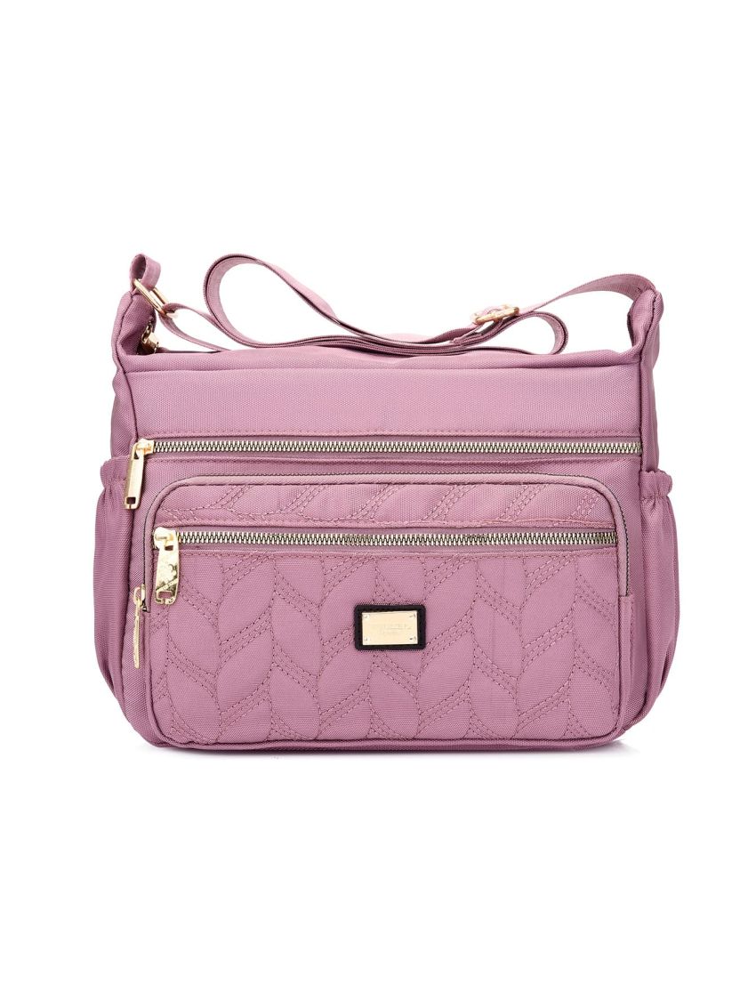 Quilted Square Bag Medium Multi-zipper Pink