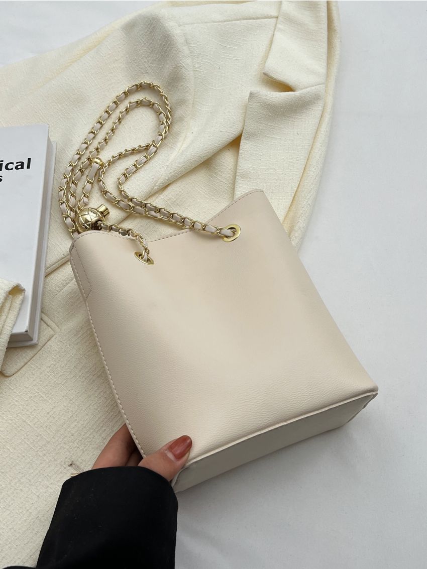 Minimalist Bucket Bag Grommet Eyelet Decor Mini