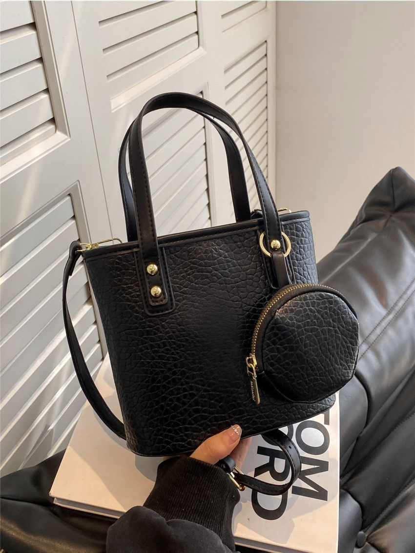 Minimalist Square Bag Small With Coin Purse Black