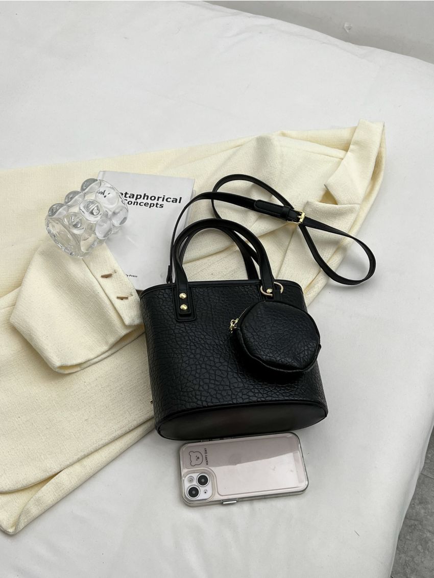 Minimalist Square Bag Small With Coin Purse Black