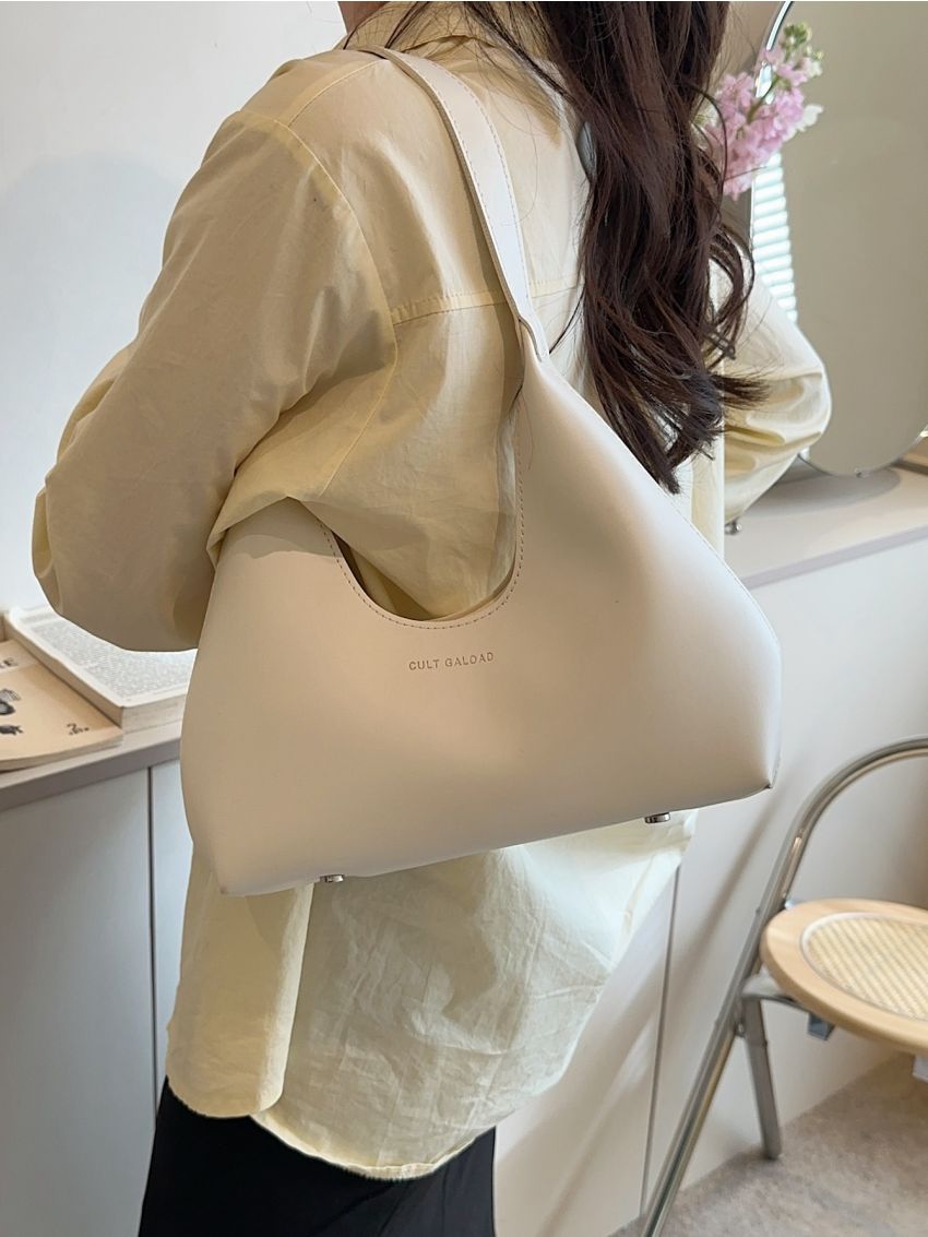 Letter Graphic Hobo Bag Medium Minimalist