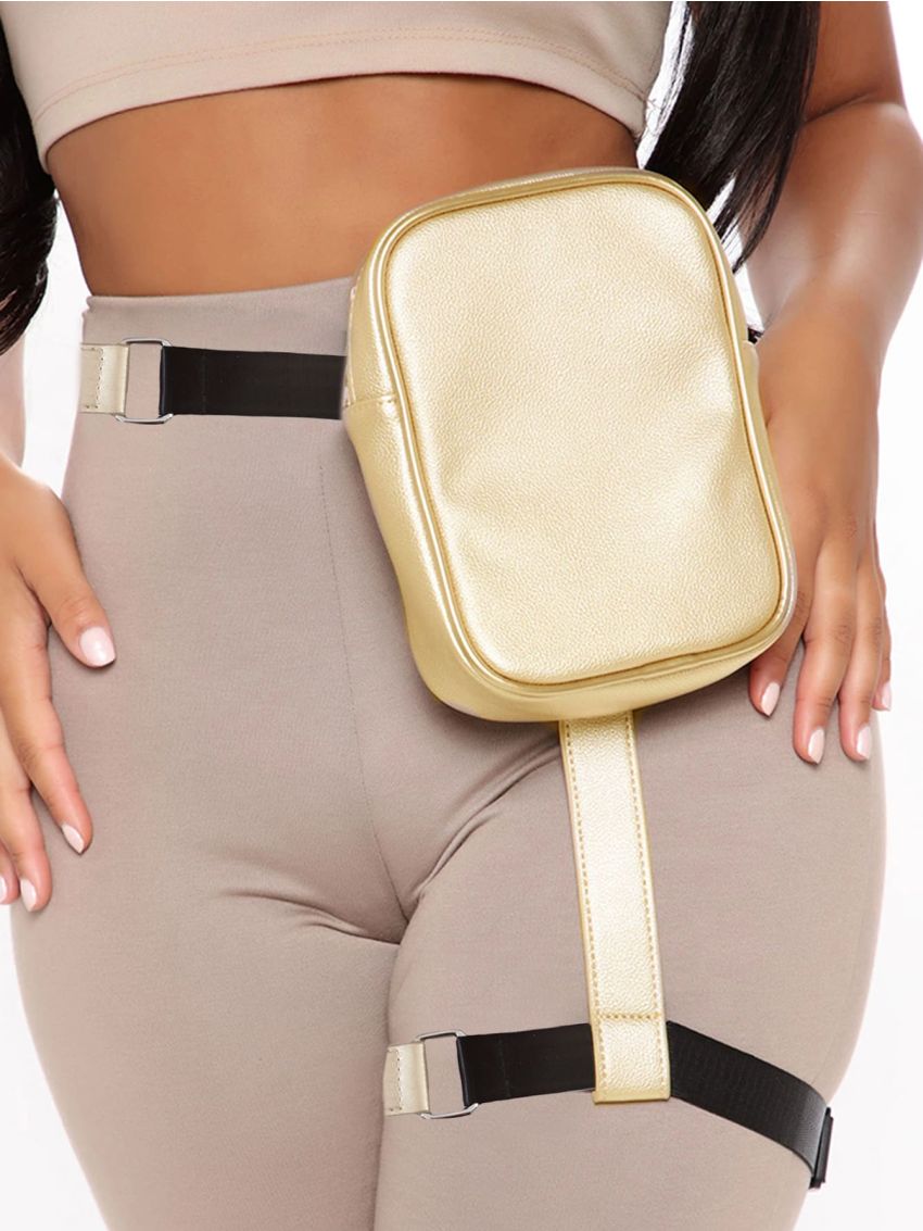 Y2K Stylish Waist Belt Bag, Trendy Fashion PU Leg Bag, Cool Girl Fanny Pack For Outdoor Hiking Motorcycle Music Festival