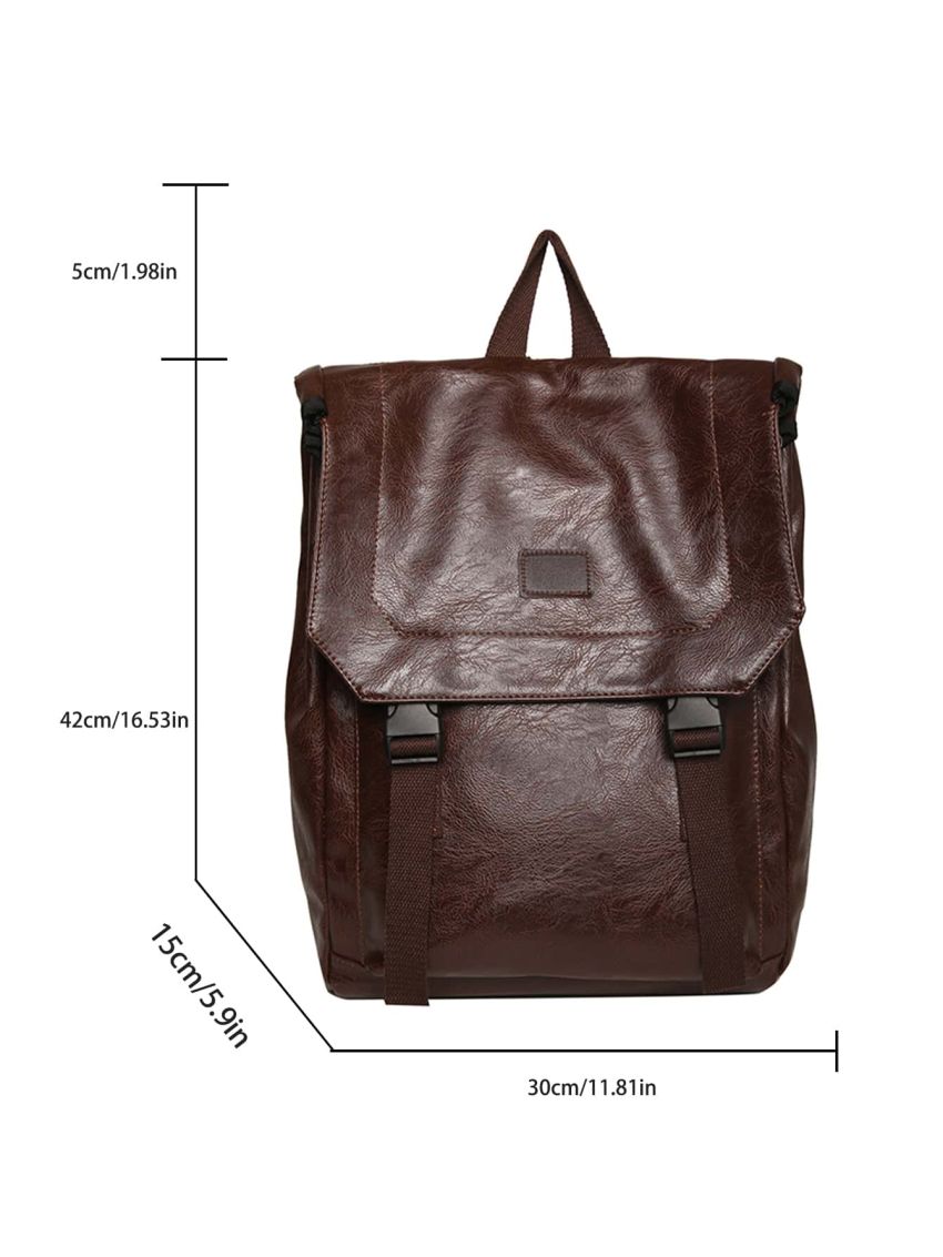 New 2023 Vintage High-capacity Solid Unisex PU Backpack