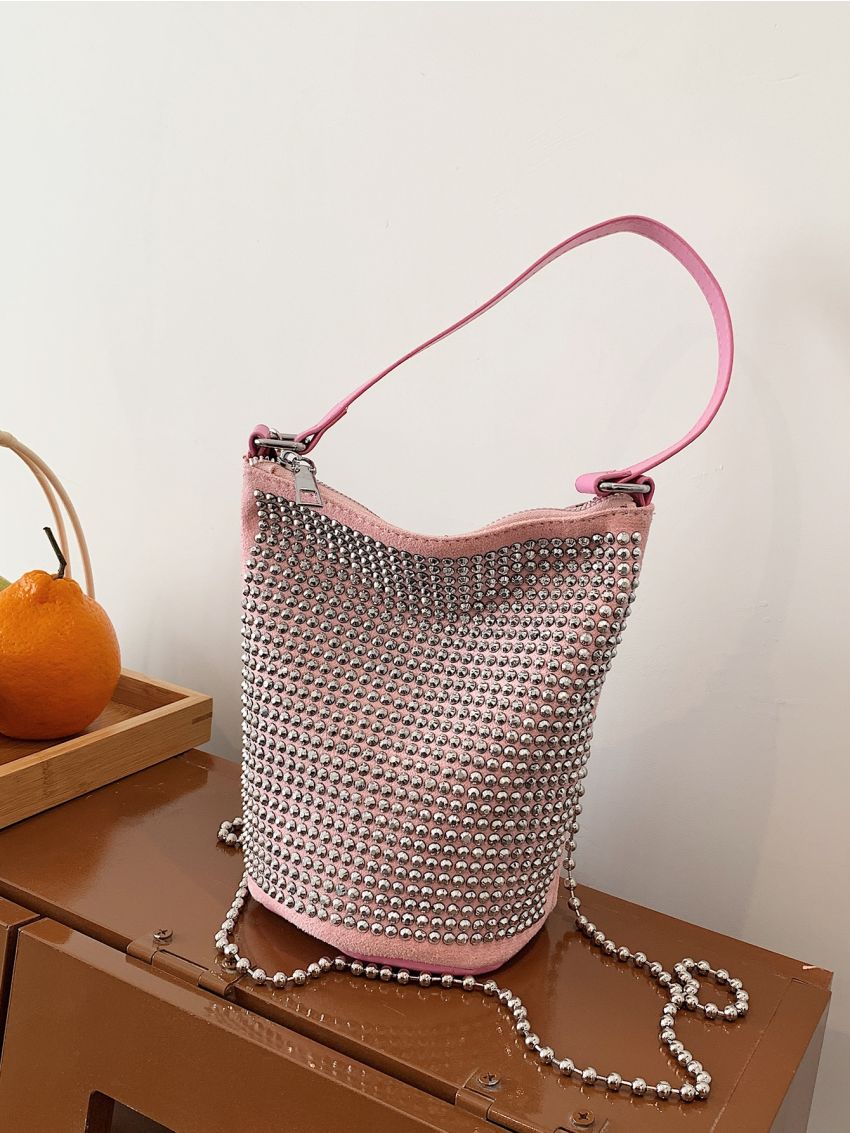 Mini Studded Decor Bucket Bag Fashion