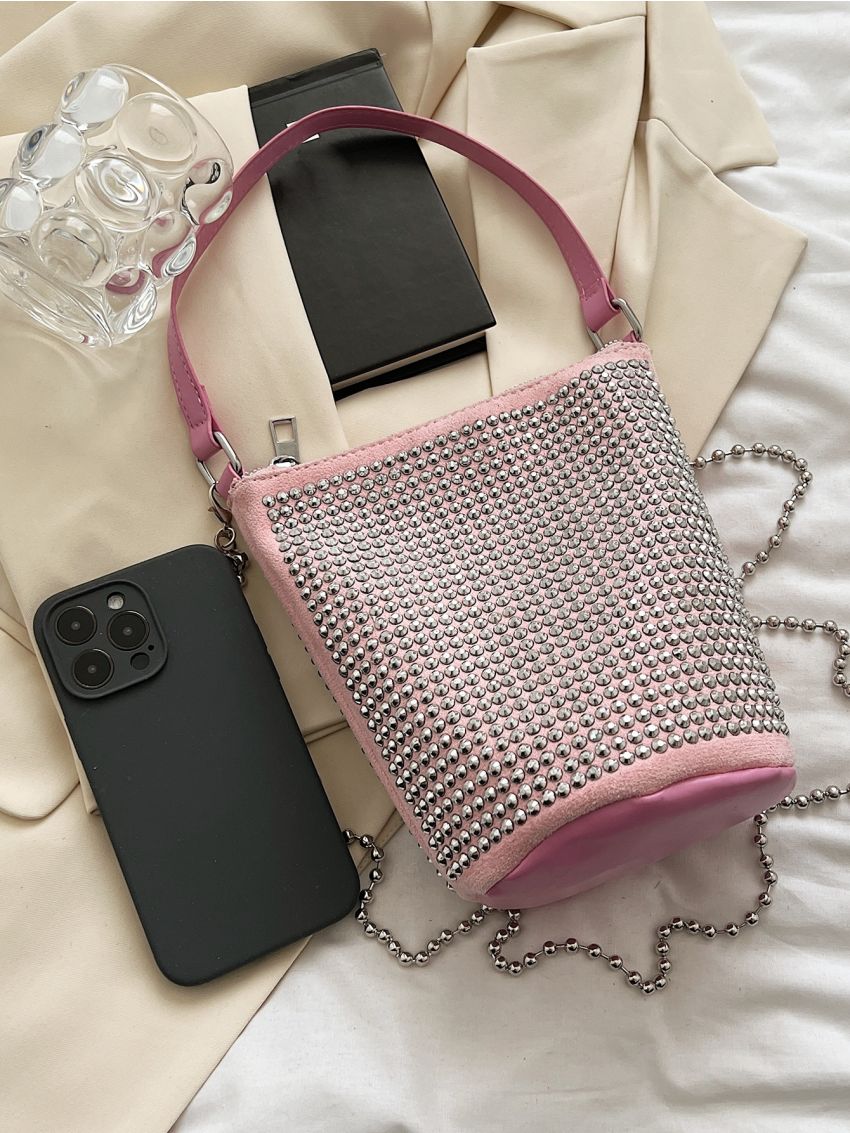 Mini Studded Decor Bucket Bag Fashion