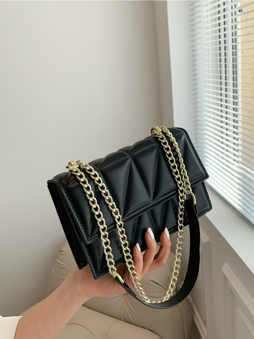 Quilted Pattern Chain Square Bag Fashion Pu