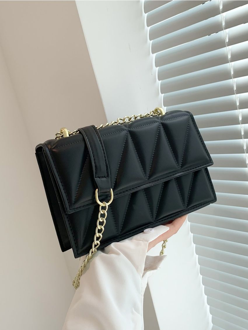Quilted Pattern Chain Square Bag Fashion Pu