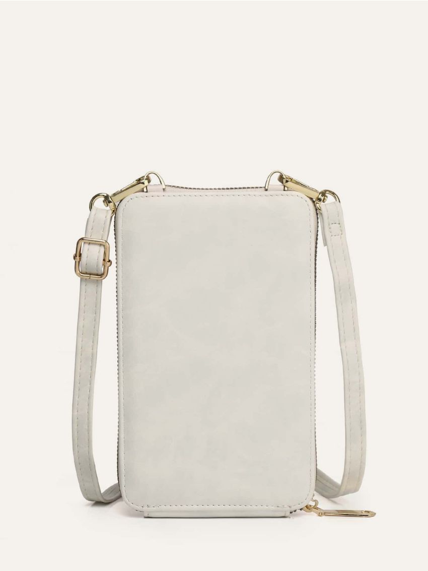 Clear Panel Phone Wallet With Zipper Touch Screen PU Fashionable