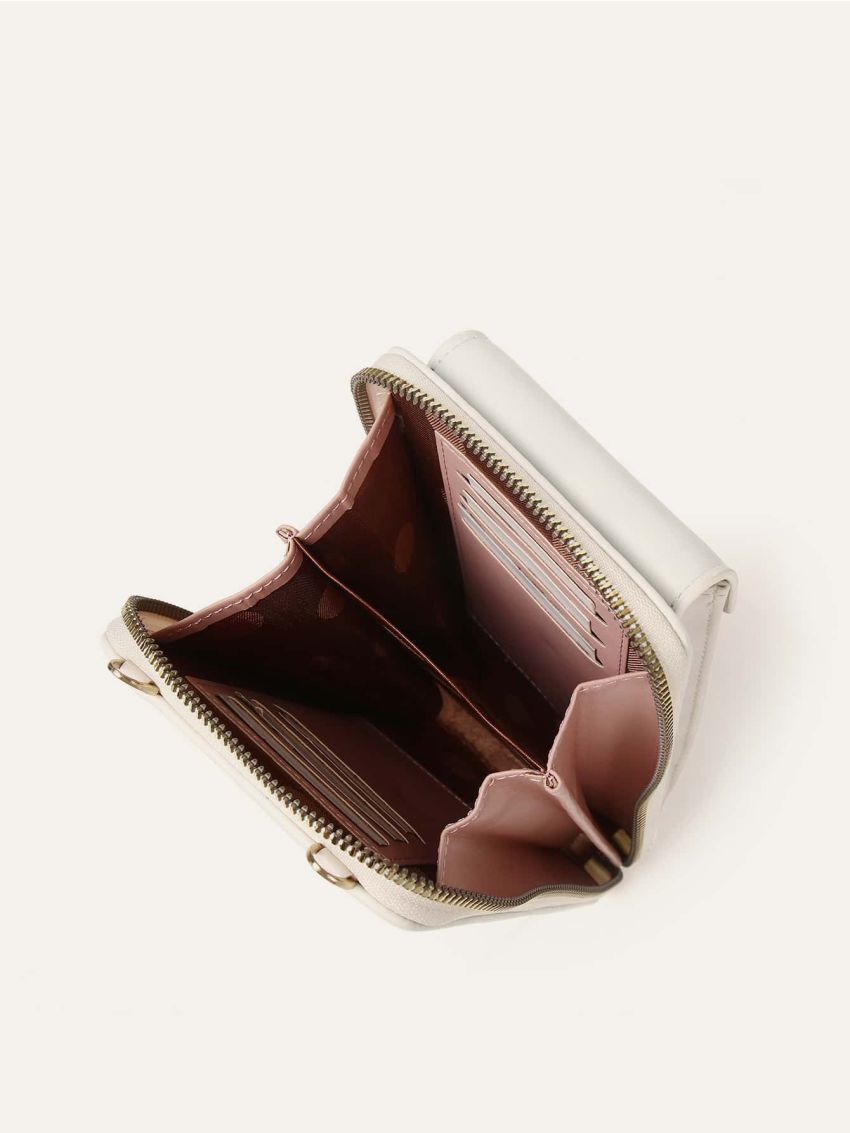 Clear Panel Phone Wallet With Zipper Touch Screen PU Fashionable