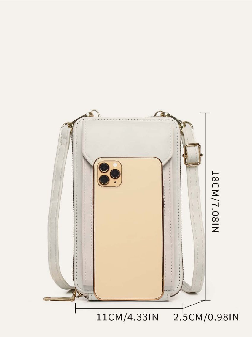 Clear Panel Phone Wallet With Zipper Touch Screen PU Fashionable