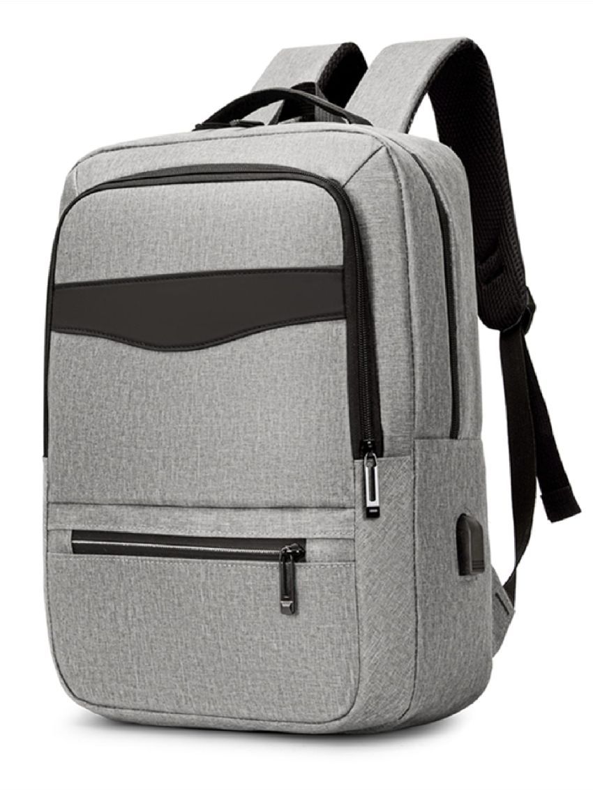 Two Tone Laptop Backpack With Charging Port Unisex For Business Camping Bag