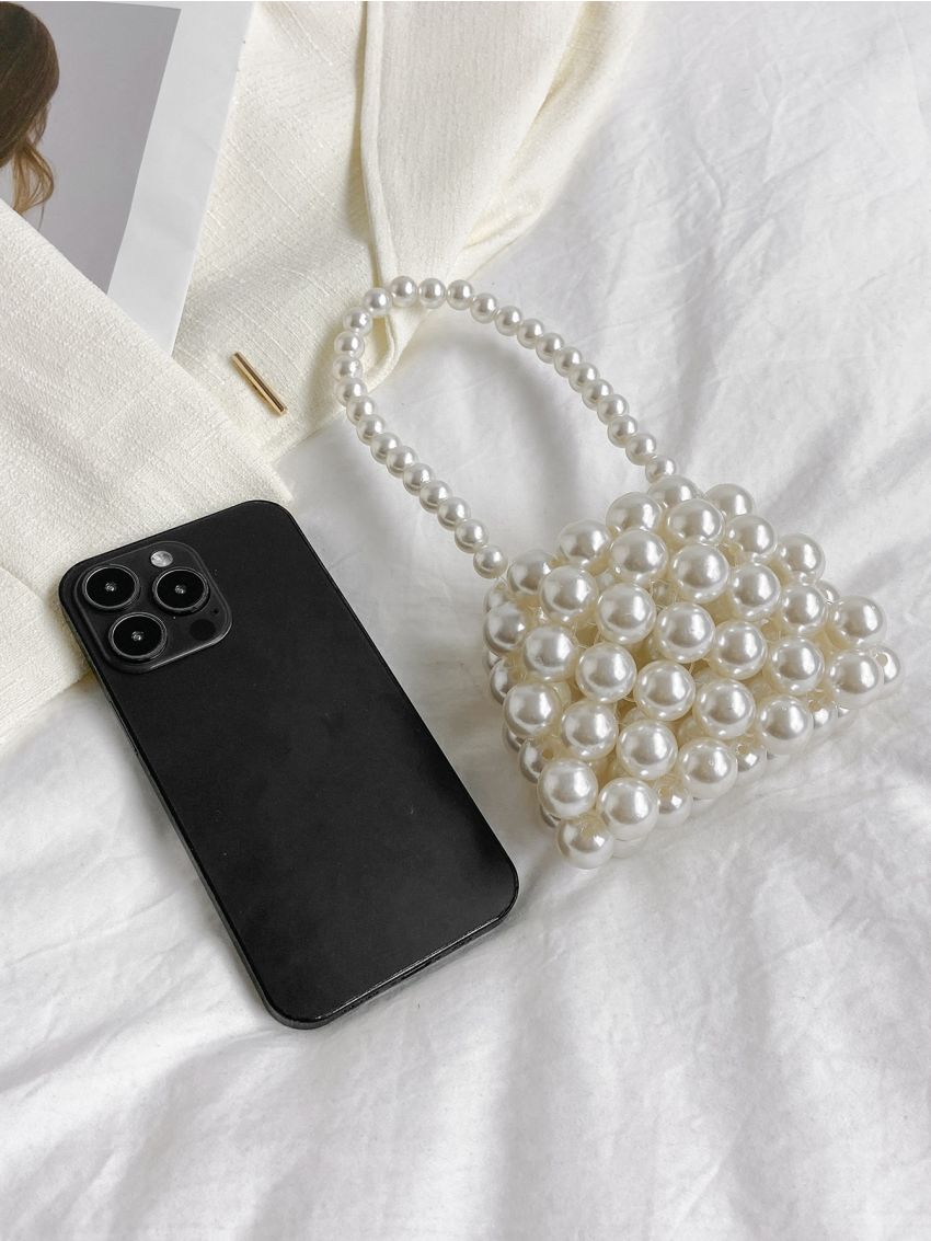 Mini Shoulder Bag Faux Pearl Beaded Fashionable