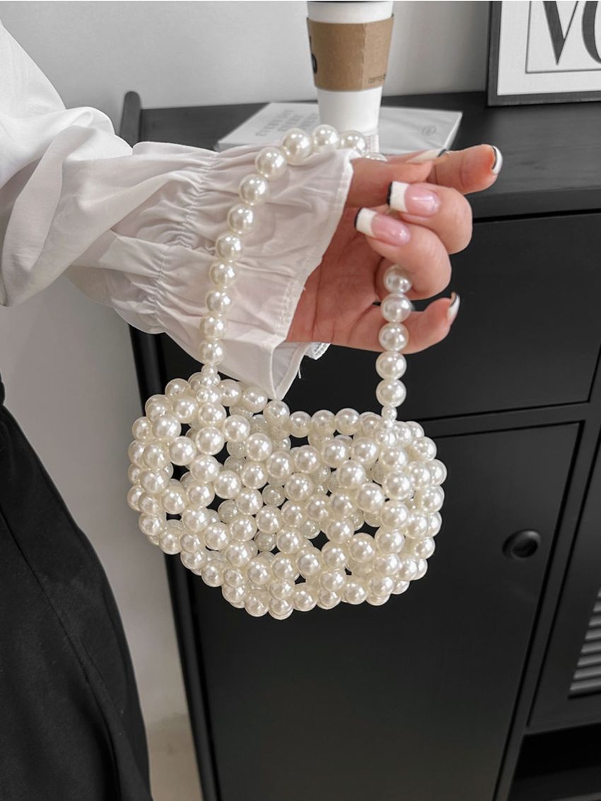 Mini Shoulder Bag Faux Pearl Beaded Fashionable