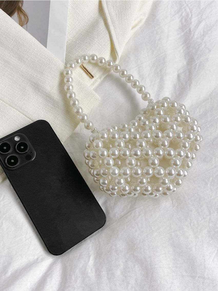 Mini Shoulder Bag Faux Pearl Beaded Fashionable