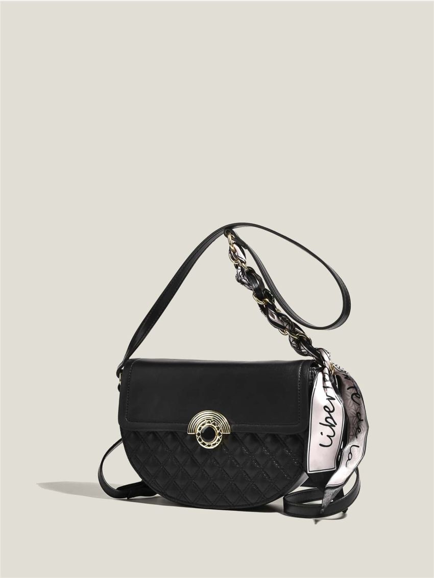 Quilted Saddle Bag Twilly Scarf Decor PU