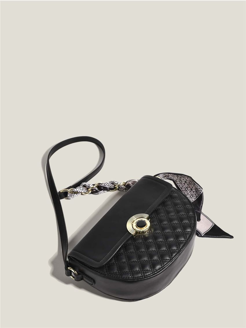 Quilted Saddle Bag Twilly Scarf Decor PU