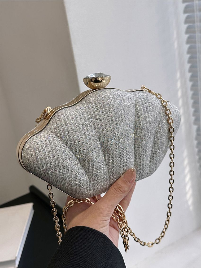 Chain Glitter Dome Bag Glamorous, Clear Bag