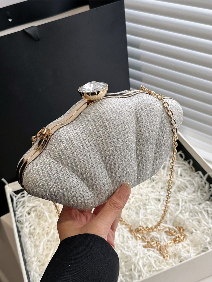 Chain Glitter Dome Bag Glamorous, Clear Bag