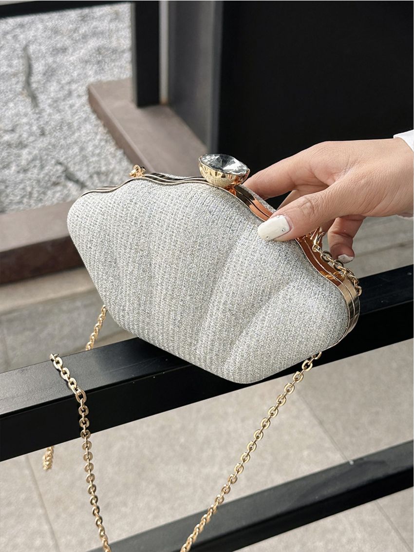 Chain Glitter Dome Bag Glamorous, Clear Bag