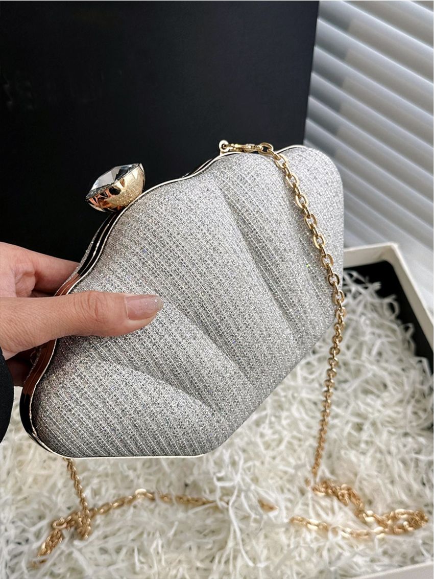 Chain Glitter Dome Bag Glamorous, Clear Bag