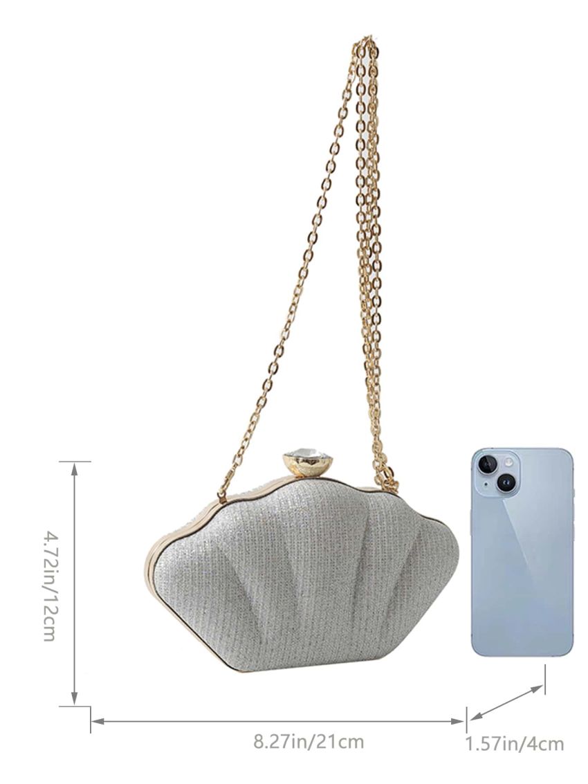 Chain Glitter Dome Bag Glamorous, Clear Bag